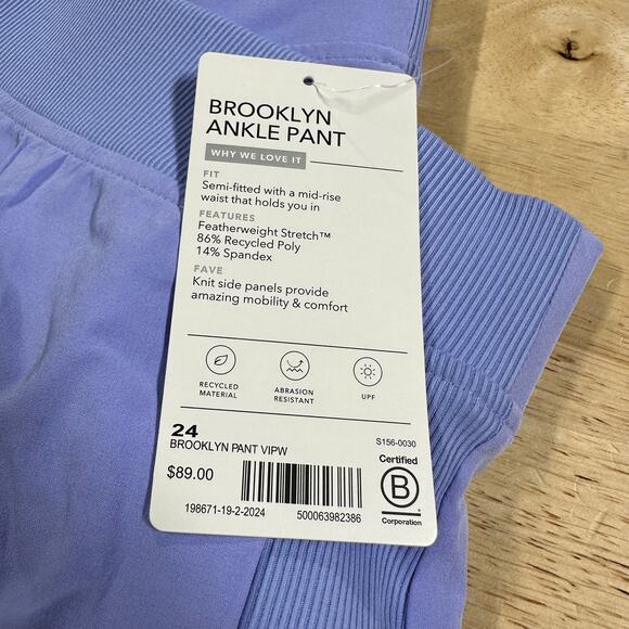Athleta Brooklyn Ankle Pant Violet Periwinkle Women's Size 24 New With Tags - Picture 11 of 12